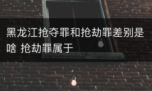 黑龙江抢夺罪和抢劫罪差别是啥 抢劫罪属于