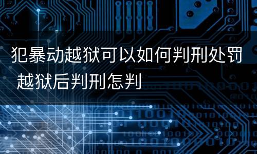 犯暴动越狱可以如何判刑处罚 越狱后判刑怎判