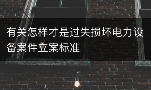 有关怎样才是过失损坏电力设备案件立案标准