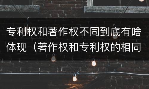 专利权和著作权不同到底有啥体现（著作权和专利权的相同）