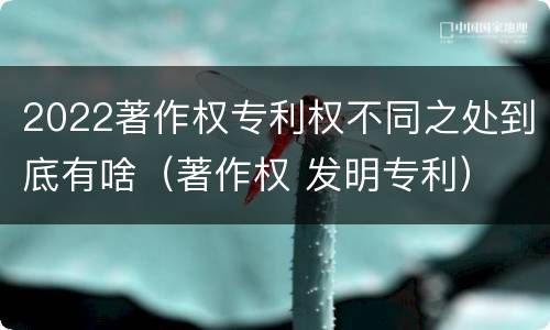 2022著作权专利权不同之处到底有啥（著作权 发明专利）