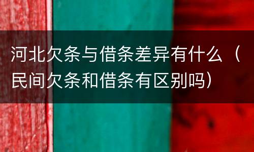 河北欠条与借条差异有什么（民间欠条和借条有区别吗）