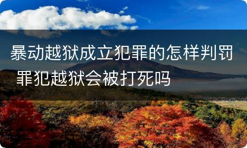 暴动越狱成立犯罪的怎样判罚 罪犯越狱会被打死吗
