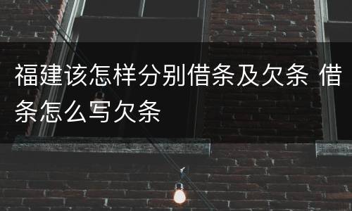 福建该怎样分别借条及欠条 借条怎么写欠条