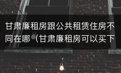甘肃廉租房跟公共租赁住房不同在哪（甘肃廉租房可以买下来属于自己吗）