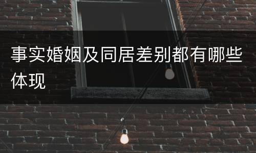 事实婚姻及同居差别都有哪些体现