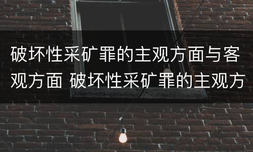 破坏性采矿罪的主观方面与客观方面 破坏性采矿罪的主观方面与客观方面不同