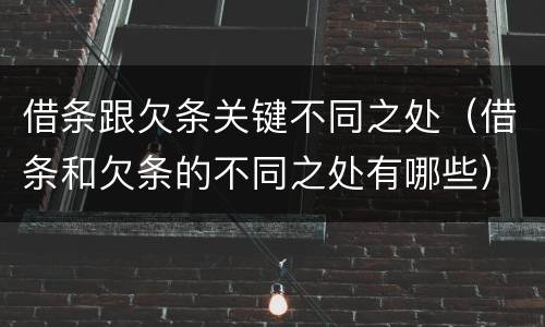 借条跟欠条关键不同之处（借条和欠条的不同之处有哪些）