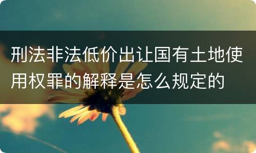 刑法非法低价出让国有土地使用权罪的解释是怎么规定的