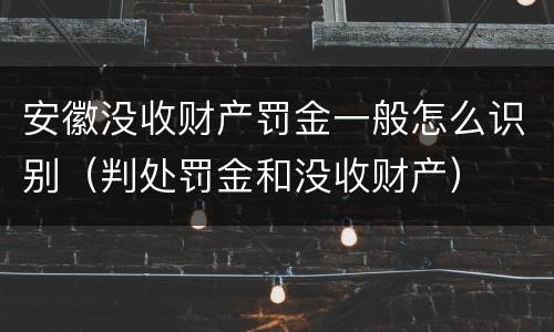 安徽没收财产罚金一般怎么识别（判处罚金和没收财产）
