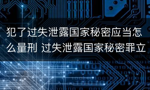 犯了过失泄露国家秘密应当怎么量刑 过失泄露国家秘密罪立案的标准