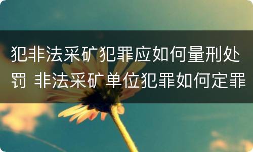 犯非法采矿犯罪应如何量刑处罚 非法采矿单位犯罪如何定罪?
