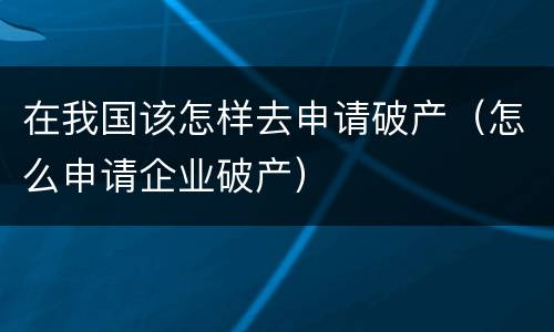 在我国该怎样去申请破产（怎么申请企业破产）