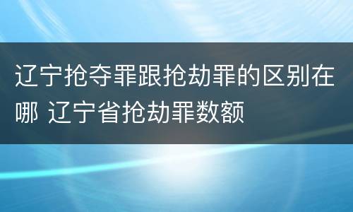 辽宁抢夺罪跟抢劫罪的区别在哪 辽宁省抢劫罪数额