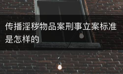 传播淫秽物品案刑事立案标准是怎样的