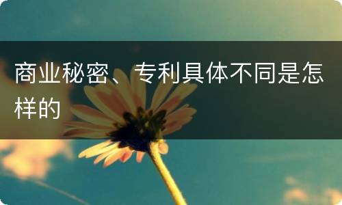 商业秘密、专利具体不同是怎样的