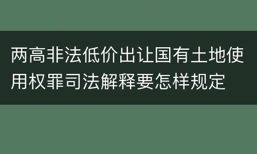 两高非法低价出让国有土地使用权罪司法解释要怎样规定