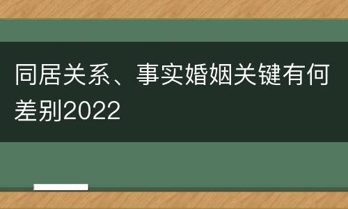 同居关系、事实婚姻关键有何差别2022
