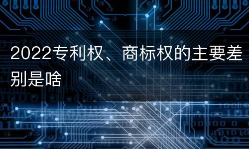 2022专利权、商标权的主要差别是啥