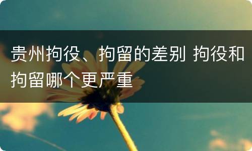 贵州拘役、拘留的差别 拘役和拘留哪个更严重