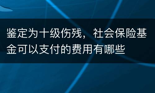 鉴定为十级伤残，社会保险基金可以支付的费用有哪些
