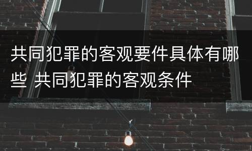 共同犯罪的客观要件具体有哪些 共同犯罪的客观条件