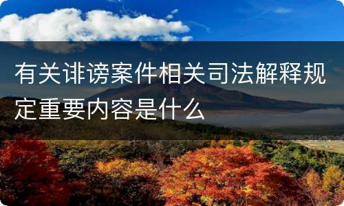 有关诽谤案件相关司法解释规定重要内容是什么