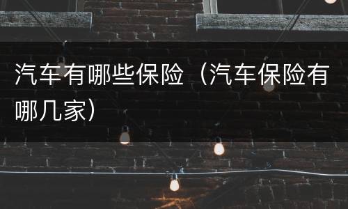 汽车有哪些保险（汽车保险有哪几家）