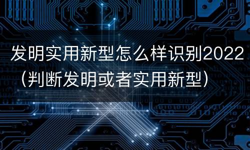 发明实用新型怎么样识别2022（判断发明或者实用新型）