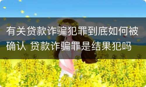 有关贷款诈骗犯罪到底如何被确认 贷款诈骗罪是结果犯吗