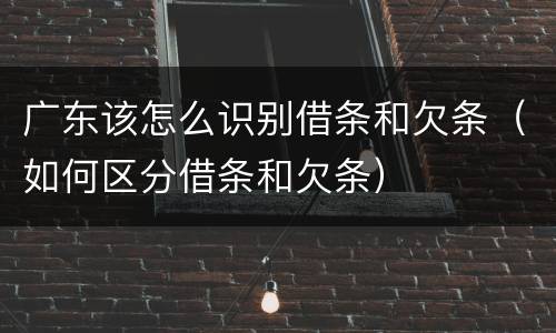 广东该怎么识别借条和欠条（如何区分借条和欠条）