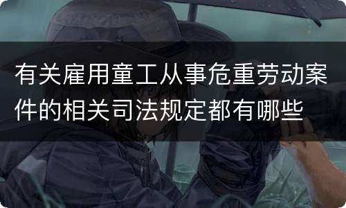 有关雇用童工从事危重劳动案件的相关司法规定都有哪些