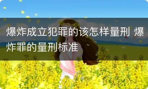 爆炸成立犯罪的该怎样量刑 爆炸罪的量刑标准