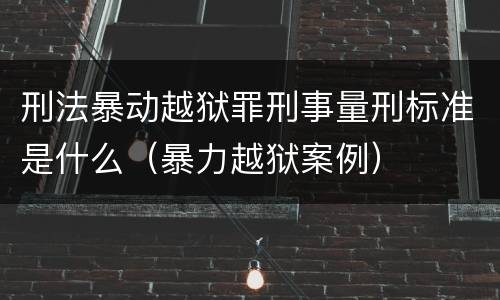 刑法暴动越狱罪刑事量刑标准是什么（暴力越狱案例）