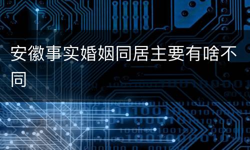 安徽事实婚姻同居主要有啥不同