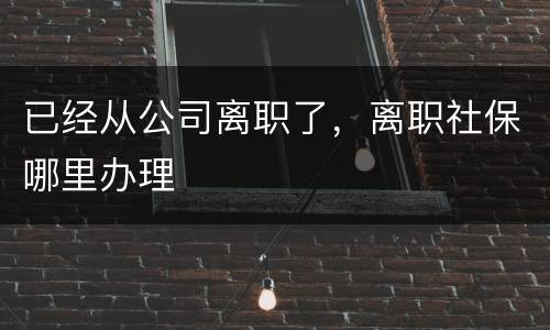 已经从公司离职了，离职社保哪里办理