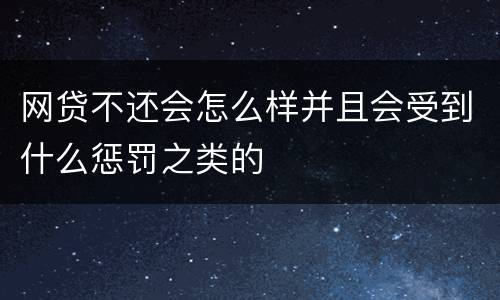 网贷不还会怎么样并且会受到什么惩罚之类的