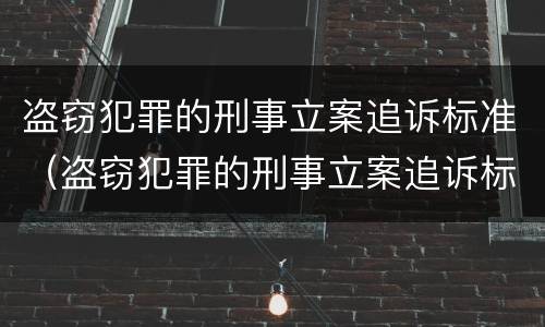 盗窃犯罪的刑事立案追诉标准（盗窃犯罪的刑事立案追诉标准是什么）