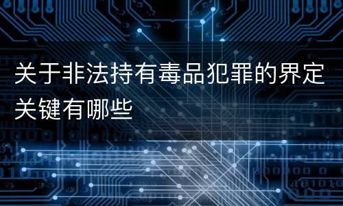 关于非法持有毒品犯罪的界定关键有哪些