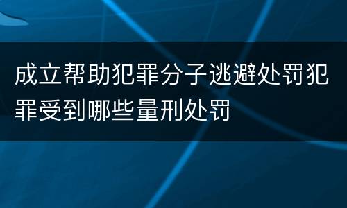 成立帮助犯罪分子逃避处罚犯罪受到哪些量刑处罚
