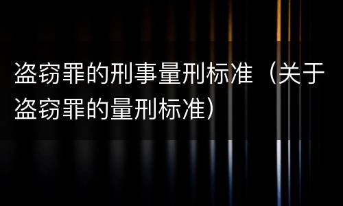 盗窃罪的刑事量刑标准（关于盗窃罪的量刑标准）
