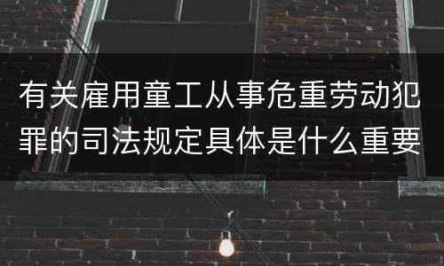 有关雇用童工从事危重劳动犯罪的司法规定具体是什么重要内容