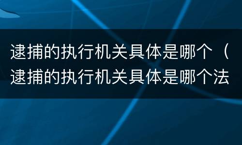 逮捕的执行机关具体是哪个（逮捕的执行机关具体是哪个法院）