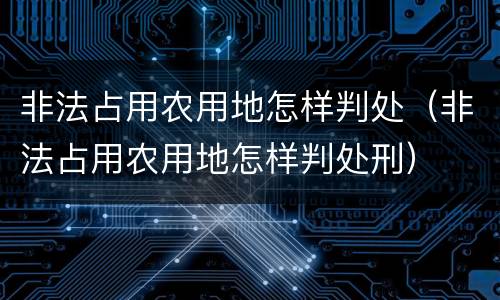 非法占用农用地怎样判处（非法占用农用地怎样判处刑）
