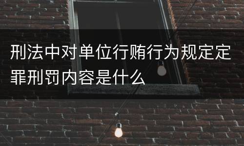 刑法中对单位行贿行为规定定罪刑罚内容是什么