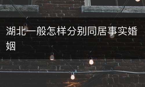 湖北一般怎样分别同居事实婚姻