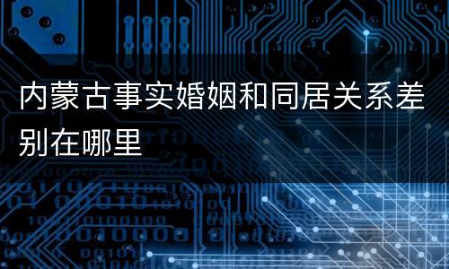内蒙古事实婚姻和同居关系差别在哪里