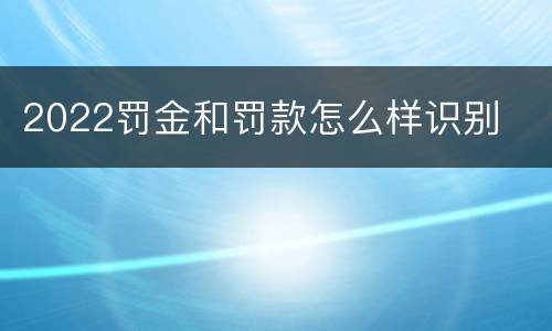 2022罚金和罚款怎么样识别