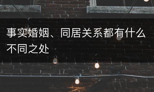 事实婚姻、同居关系都有什么不同之处