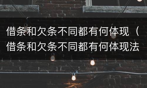 借条和欠条不同都有何体现（借条和欠条不同都有何体现法律效力）